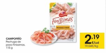 Eroski Campofrío pechuga de pavo finissimas 115 g oferta