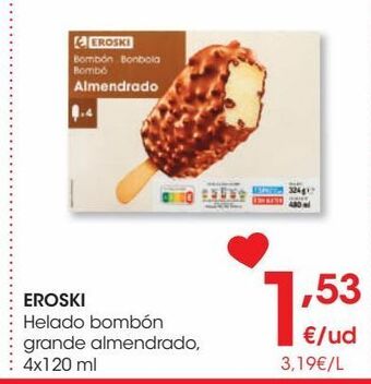 Eroski Eroski helado bombon grande almendrado 4x120 ml oferta