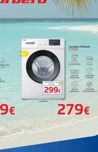 0 o o disponible en 7 clivin 299€ lavadora premium cltgvin capacidad 8101 motor inverter inicio (1200 r.p.m. func