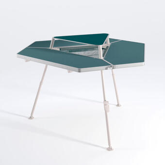 Decathlon Mesa plegable hexagonal 6 personas con almacenamiento oferta