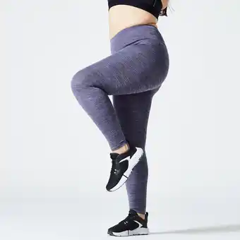 Decathlon Mallas fitness cardio talle alto mujer domyos 100 azul jaspeado oferta