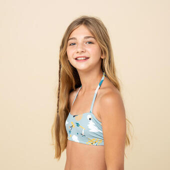 Decathlon Top bikini niña bandeau 100 caqui oferta