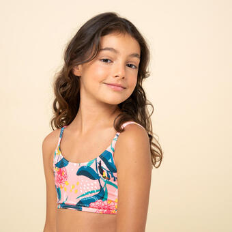 Decathlon Top bikini niña 100 coral oferta
