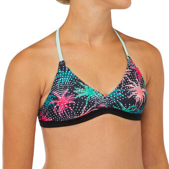Decathlon Top bikini niña betty 500 negro estampado oferta