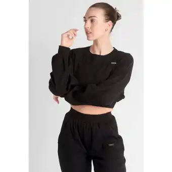 Decathlon Loewi cropped sweatshirt acanalado - mujer - negro oferta