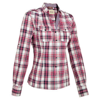 Decathlon Camisa equitación okkso sentier mujer cuadros rosa y blanco maga larga oferta