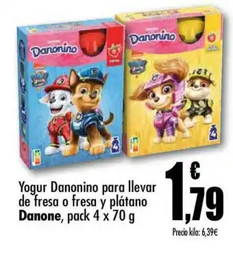 Unide Supermercados Danone Yogur Danonino Para Llevar De Fresa O Fresa Y Plátano Pack 4 X 70 G oferta