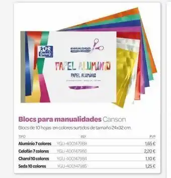 Dideco *0* oxford tipo aluminio 7 colores celofán 7 colores charol 10 colores seda10 colores blocs para manualidades canson bloc oferta