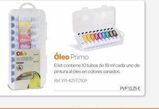 Dideco Gooooo  óleo primo  el kit contiene 10 tubos de 18 ml cada uno de pintura al óleo en colores variados.  ref ypi-425to10p  pvp oferta