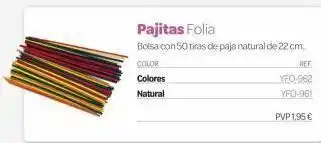 Dideco Color colores natural pajitas folia bolsa con 50 tiras de paja natural de 22 cm. ref yfo-962 yfo-961 pvp 1,95 € oferta