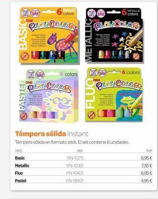 Dideco 6 basic  colors  qloy colory  basic  an  one  oloy color  pastel  111  tipo  basic  metallic  fluo  pastel  6 colors  metalli oferta