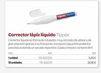 Dideco Yb-802295 ybi-892218  tipp-ex  corrector lápiz líquido tippex  corrector liquido en forma de rotulador, muy cómodo de utiliza oferta