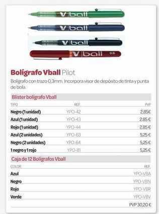Dideco Blister boligrafo vball  tipo  negro (1 unidad)  azul (1 unidad)  rojo (1 unidad)  azul (2 unidades)  negro (2 unidades)  1ne oferta