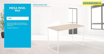 HiperMueble Canarias Mesa mod. μια 80€ estructura metálica color blanco con tablero de melanina imitación madera alistonada. medida: 120x60 cms oferta