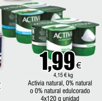 FROIZ Activia natural, 0% natural 0 0% natural edulcorado 4x120 g unidad oferta