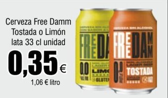 FROIZ Cerveza Free Damm Tostada o Limón lata 33 cl unidad oferta