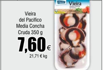 FROIZ Vieira del Pacífico Media Concha Cruda 350 g oferta