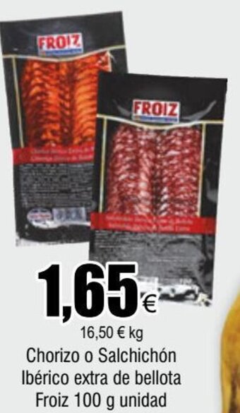 FROIZ Chorizo o Salchichón Ibérico extra de bellota Froiz 100 g unidad oferta