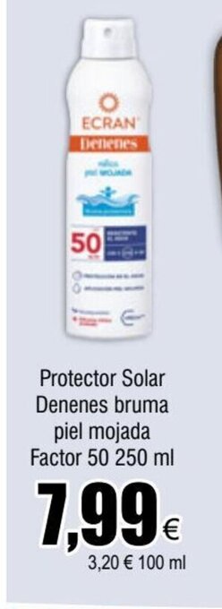 FROIZ Protector Solar Denenes bruma piel mojada Factor 50 250 ml oferta