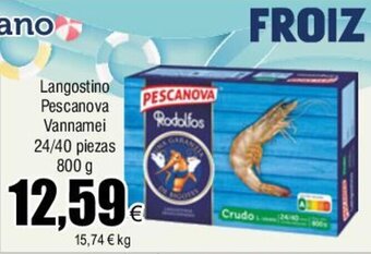 FROIZ Langostino Pescanova Vannamei 24/40 piezas 800 g oferta
