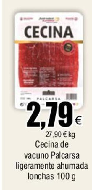 FROIZ Cecina de vacuno Palcarsa ligeramente ahumada lonchas 100 g oferta