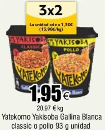 FROIZ Yatekomo Yakisoba Gallina Blanca classic o pollo 93 g unidad oferta