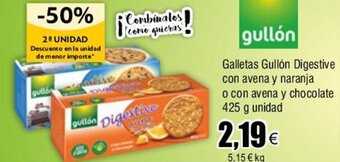 FROIZ Galletas Gullón Digestive con avena y naranja o con avena y chocolate 425 g unidad oferta