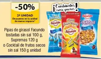 FROIZ Pipas de girasol Facundo tostadas sin sal 100 g, Supremas 120 g oferta