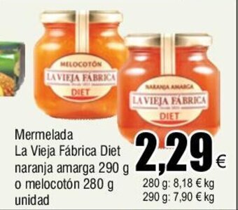 FROIZ Mermelada La Vieja Fábrica Diet naranja amarga 290 g o melocotón 280 g unidad oferta