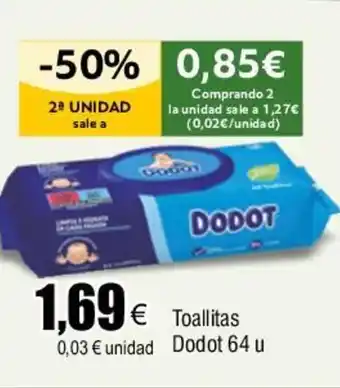 FROIZ Toallitas 0,03 € unidad Dodot 64 u oferta