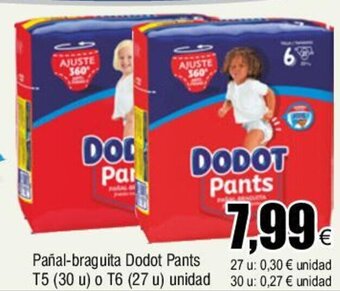 FROIZ Pañal-braguita Dodot Pants T5 (30 u) o T6 (27 u) unidad oferta