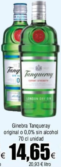 FROIZ Ginebra Tanqueray original o 0,0% sin alcohol 70 cl unidad oferta