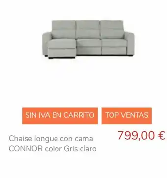 Conforama Chaise longue con cama CONNOR color Gris claro oferta