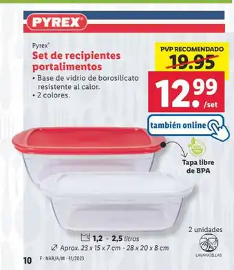 Lidl Pyrex® Set de recipientes portalimentos oferta