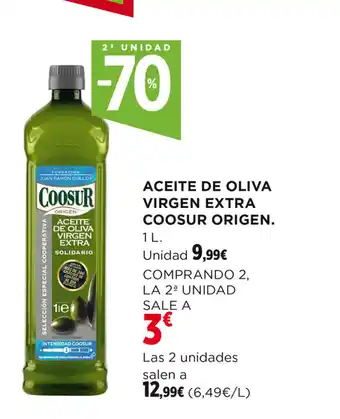 Hipercor ACEITE DE OLIVA VIRGEN EXTRA COOSUR ORIGEN. 1 L. oferta