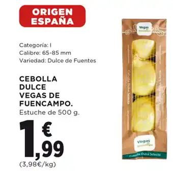 Hipercor CEBOLLA DULCE VEGAS DE FUENCAMPO. Estuche de 500 g. oferta