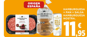 Hipercor HAMBURGUESA + PAN + SALSA HAMBURGUESA NOSTRA. oferta