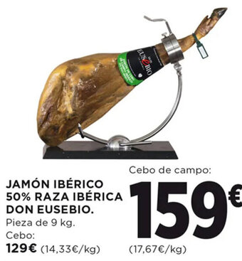 Hipercor JAMÓN IBÉRICO 50% RAZA IBÉRICA DON EUSEBIO oferta