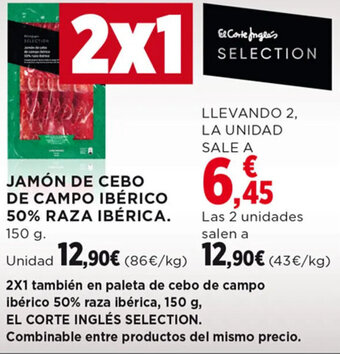 Hipercor JAMÓN DE CEBO DE CAMPO IBÉRICO 50% RAZA IBÉRICA. oferta