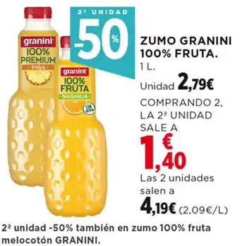 Hipercor ZUMO GRANINI 100% FRUTA. oferta
