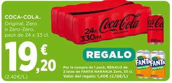 Hipercor COCA-COLA. Original, Zero o Zero-Zero, pack de 24 x 33 cl. oferta