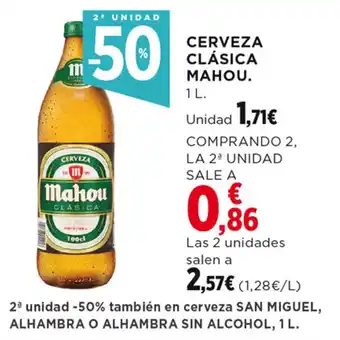 Hipercor CERVEZA CLÁSICA MAHOU. oferta