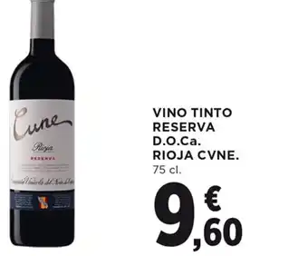 Hipercor VINO TINTO RESERVA D.O.Ca. RIOJA CVNE. 75 cl. oferta