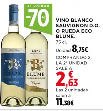 Hipercor VINO BLANCO SAUVIGNON D.O. O RUEDA ECO BLUME. 75 cl. oferta
