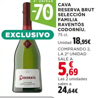 Hipercor CAVA RESERVA BRUT SELECCIÓN FAMILIA RAVENTÓS CODORNÍU. oferta