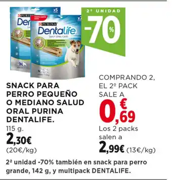Hipercor SNACK PARA PERRO PEQUEÑO O MEDIANO SALUD ORAL PURINA DENTALIFE. oferta