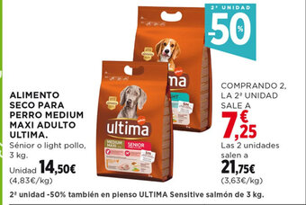 Hipercor ALIMENTO SECO PARA PERRO MEDIUM MAXI ADULTO ULTIMA. oferta