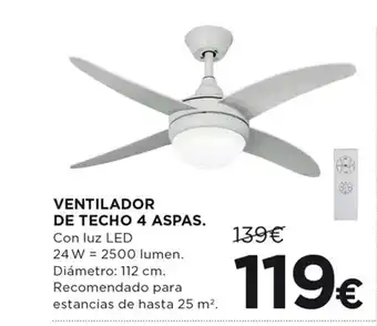 Hipercor VENTILADOR DE TECHO 4 ASPAS oferta