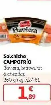 Alcampo Salchicha Campofrío Baviera Bratwurst O Cheddar 260g oferta