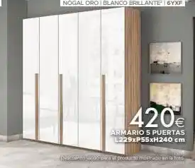 Mondo Convenienza Nogal oroi blanco brillante | 6yxf 420€ armario 5 puertas l229xp55xh240 cm descuento vardo para of producto mostrado en la oferta
